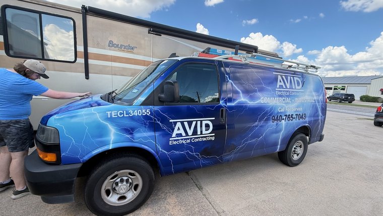 Cargo van wrap for an electrical contractor
