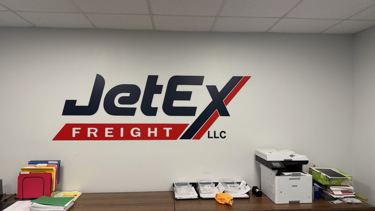 Wall logo graphics for a freight company